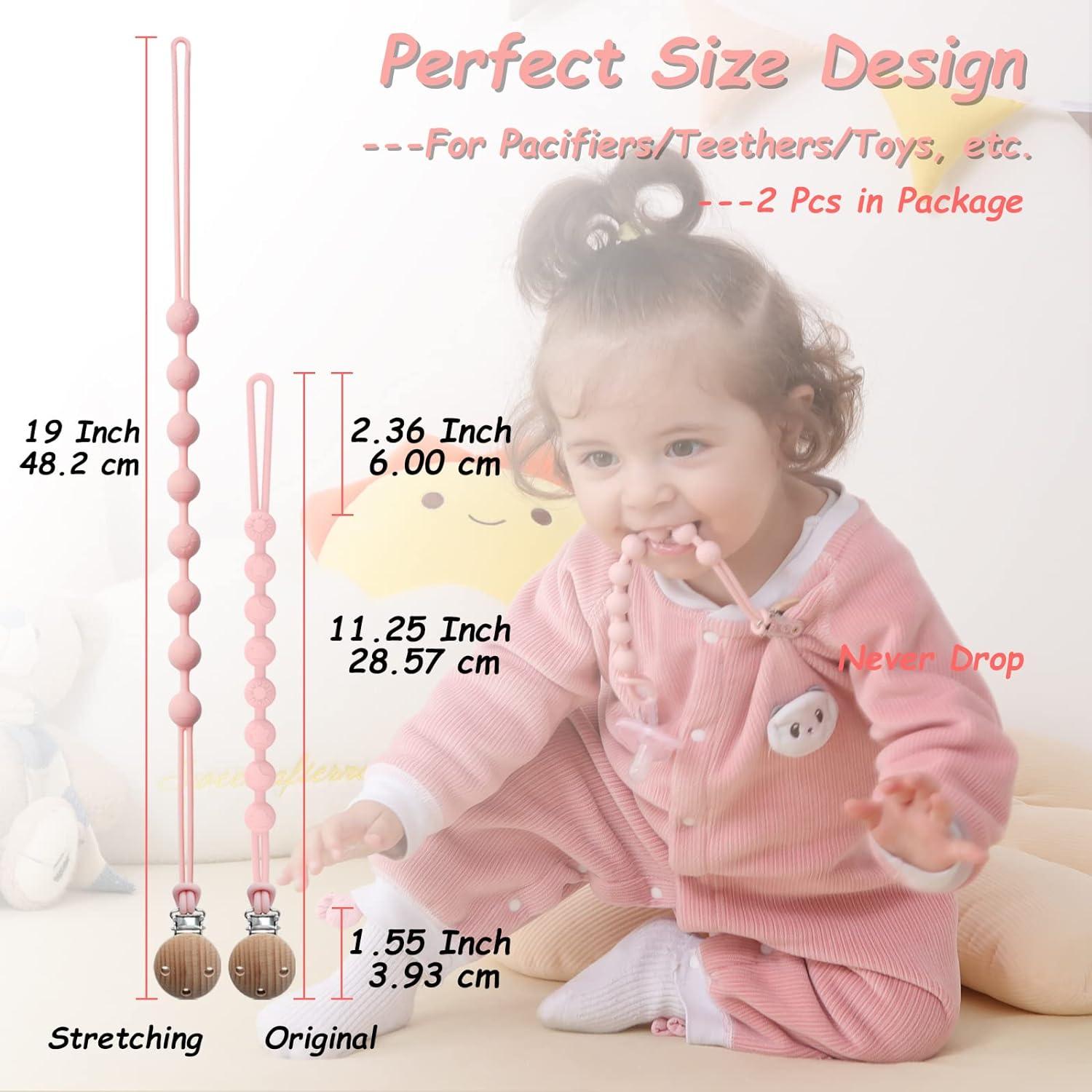 Silicone Accessory Tether Baby Toys Bumkins Pacifier Clip & Toy Tether Set  - Platinum Silicone Safety Straps For Babies Baby Toy Tether