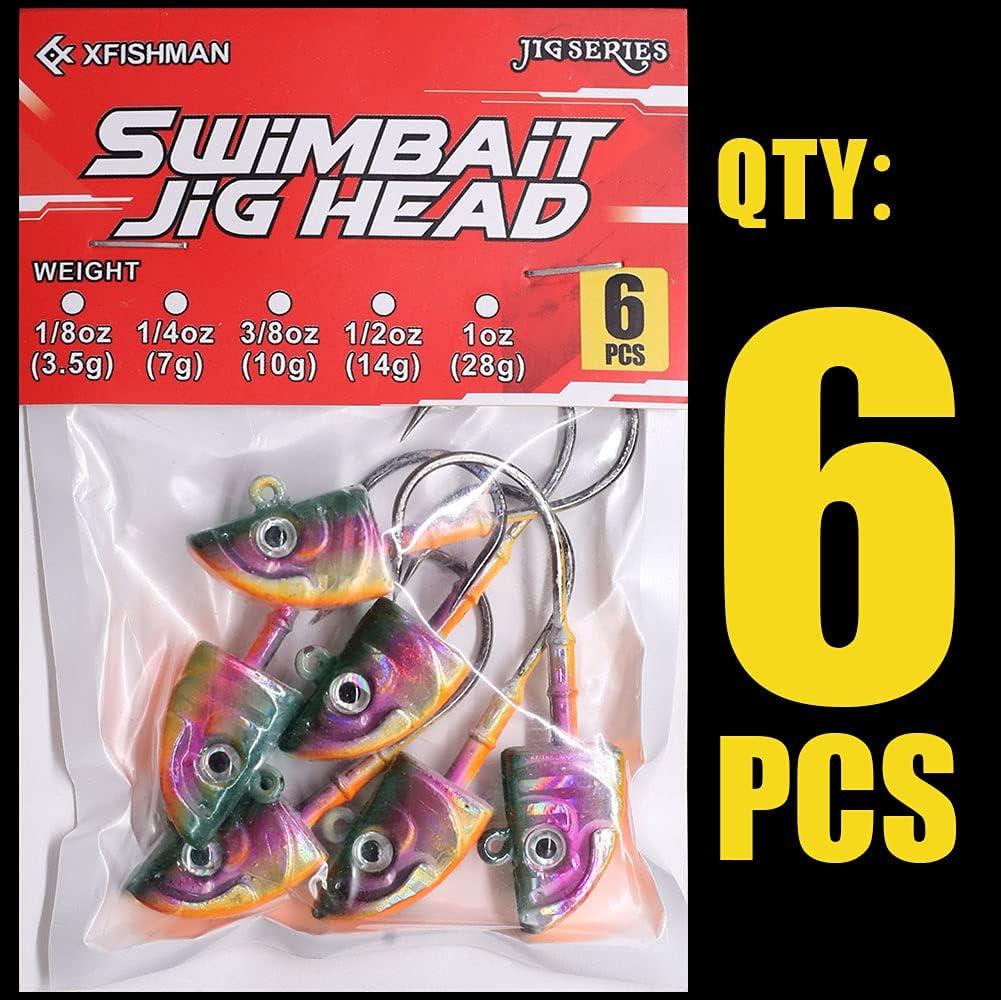 Swimbait-Jig-Head-Minnow-Fish-Head-Jig-for-Fishing Shad 6 Pack 3/8oz(10g)