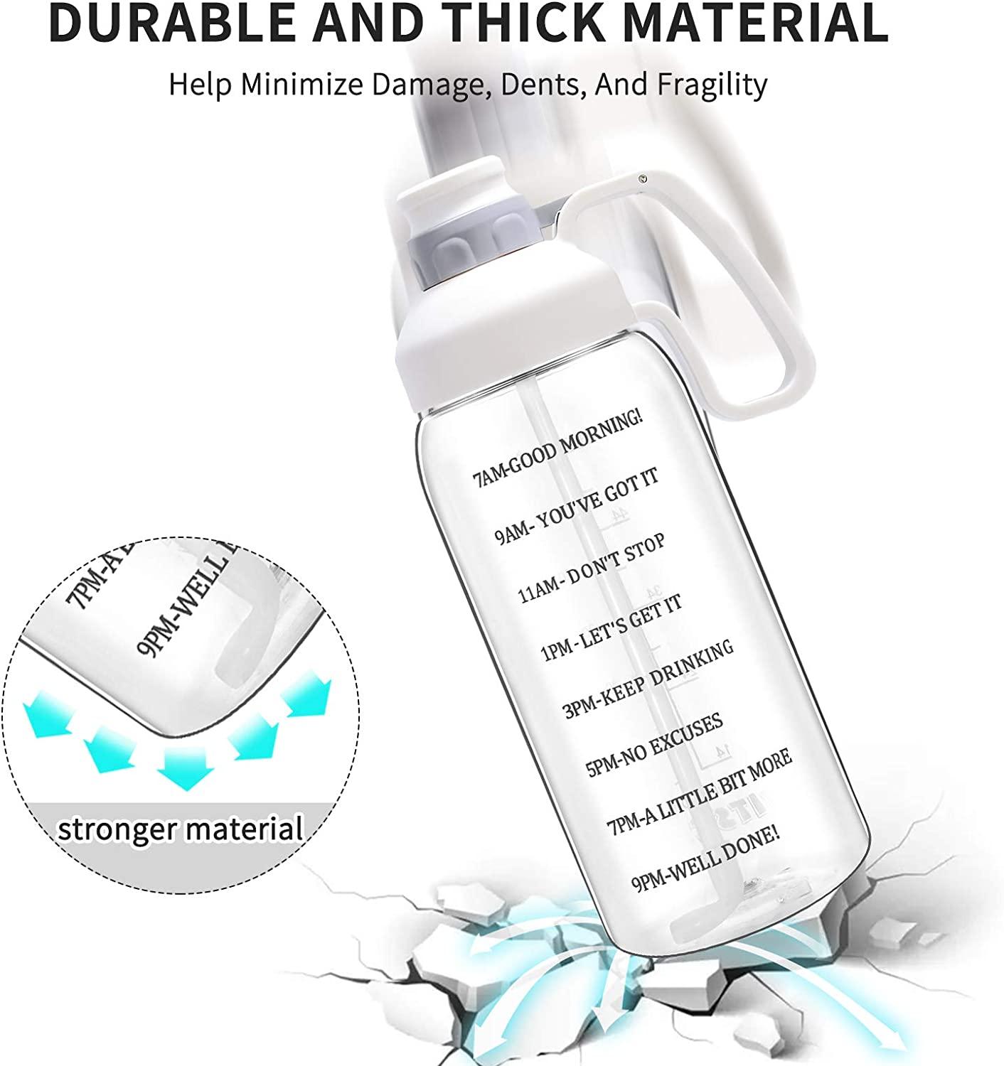 64 oz Water Bottle with Time Marker and Motivational Quote White