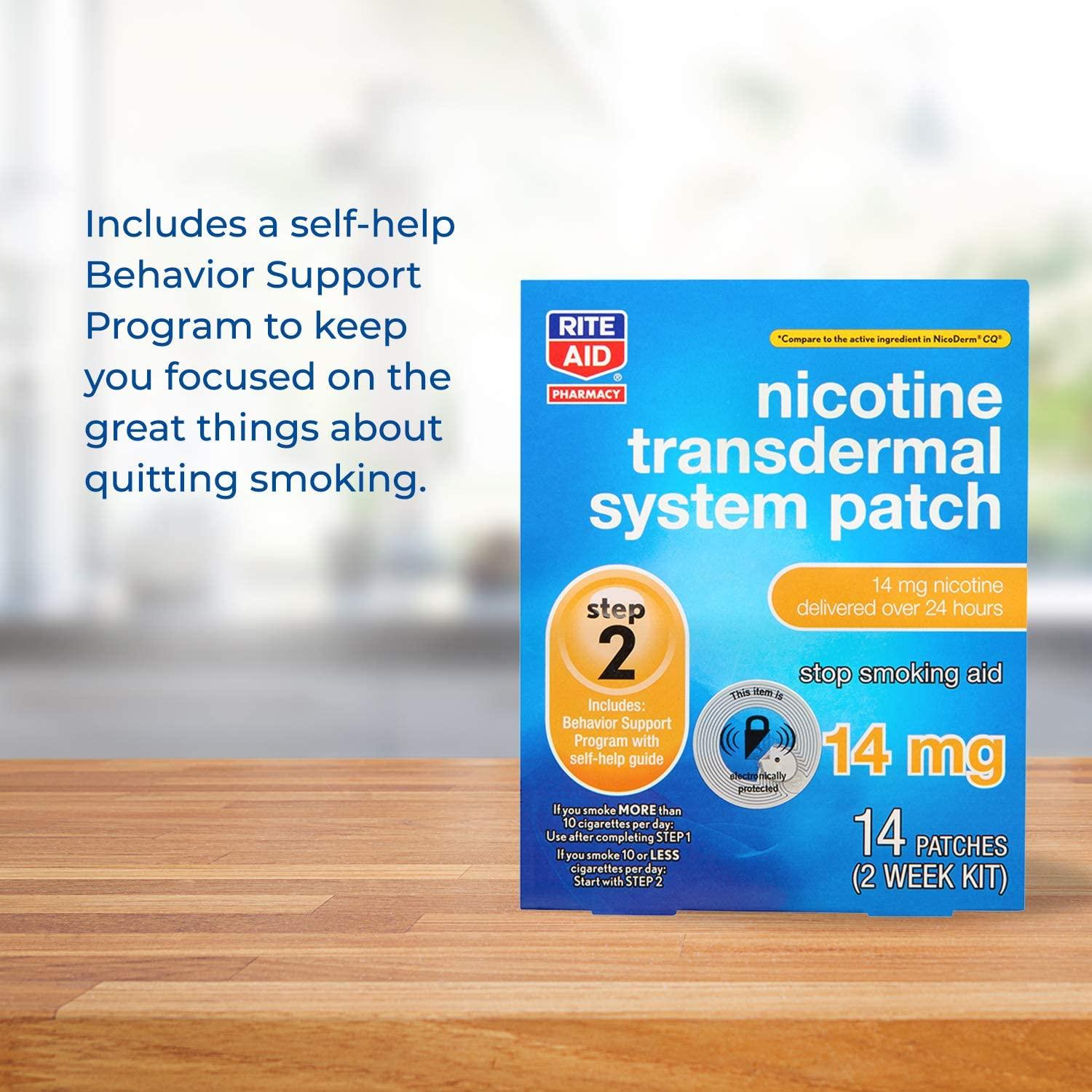 Rite Aid Nicotine Transdermal System Patch, Step 2, 14mg 14 ct