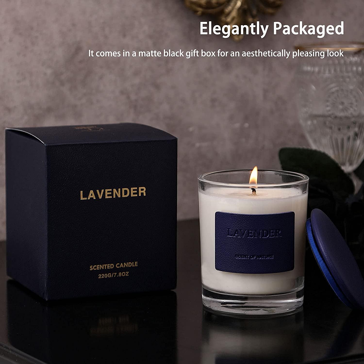Lavender Premium Soy Candle in Leather Highend Glass Jar 7.8 oz 50
