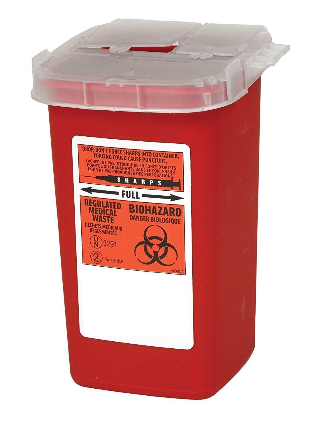 Global Sharps Container Biohazard Needle Disposal Container 1 Quart (1)