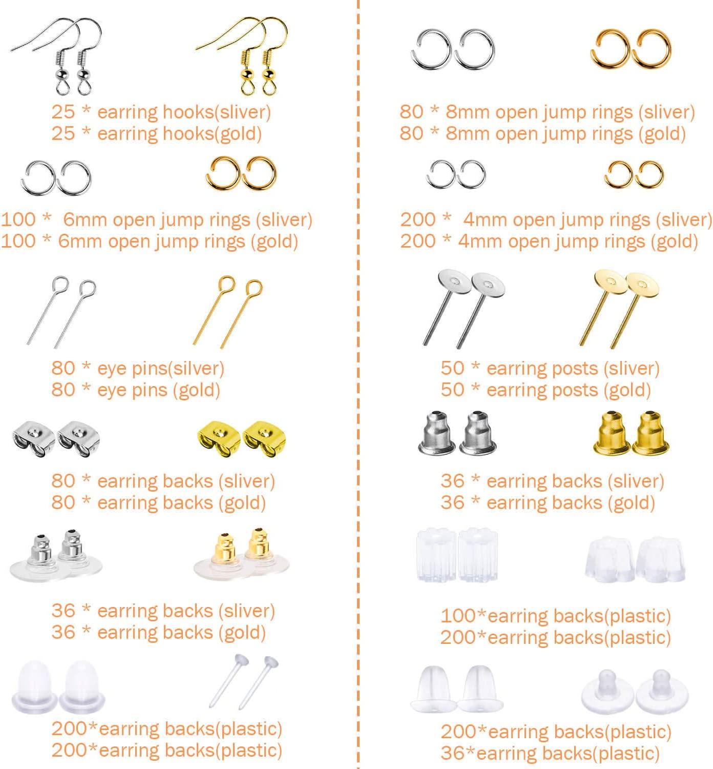 Anezus Earring Making Kit with Earring Hooks Findings, Earring Backs Posts,  Jump Rings for Jewelry Making Supplies, 2320Pcs