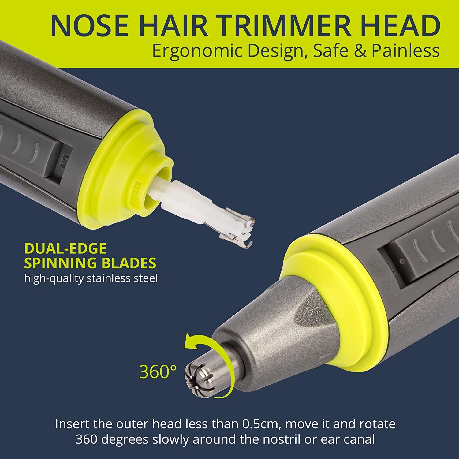 2 in 1 Men's Facial Hair Trimmer Painless Trimming for Nose, Ear