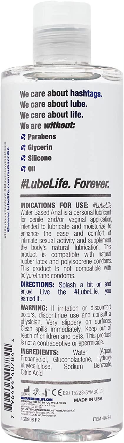 LubeLife Water-Based Anal Lubricant, Personal Backdoor Lube for Men, Women and Couples, Non-Staining, 12 fl oz