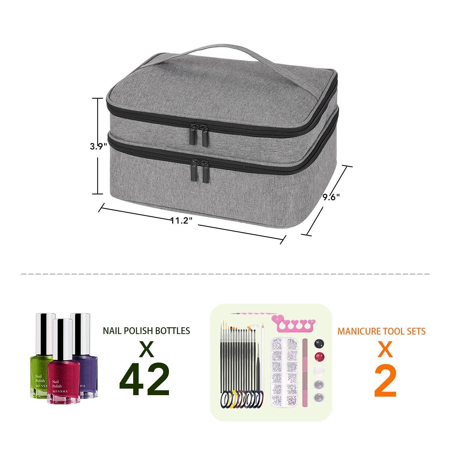Nail Polish Organizer Bag Travel Nail Polish Carrying Case with Handle  Holds 30 Bottles (15ml) Double Layer Nail Tool Bag for Manicure Tools Pink  