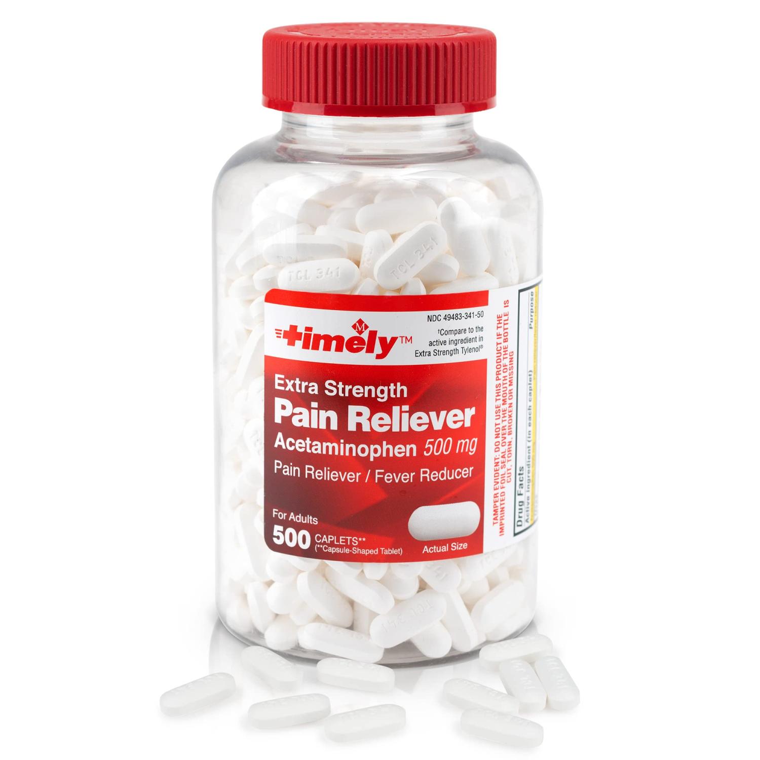Timely Extra Strength Acetaminophen Tablets 500mg 500 Count for