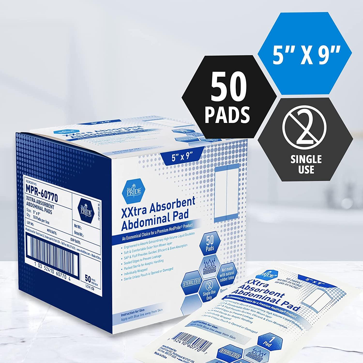 Medpride Sterile XXtra Absorbent Abdominal Pads 50Pack 5x9 ABD