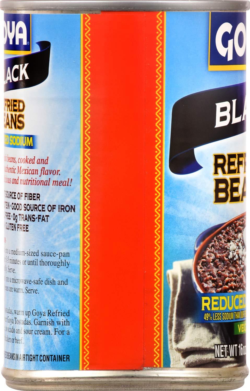 Goya Foods Refried Black Beans Reduced Sodium 16oz (Pack of 12) Buy Online
