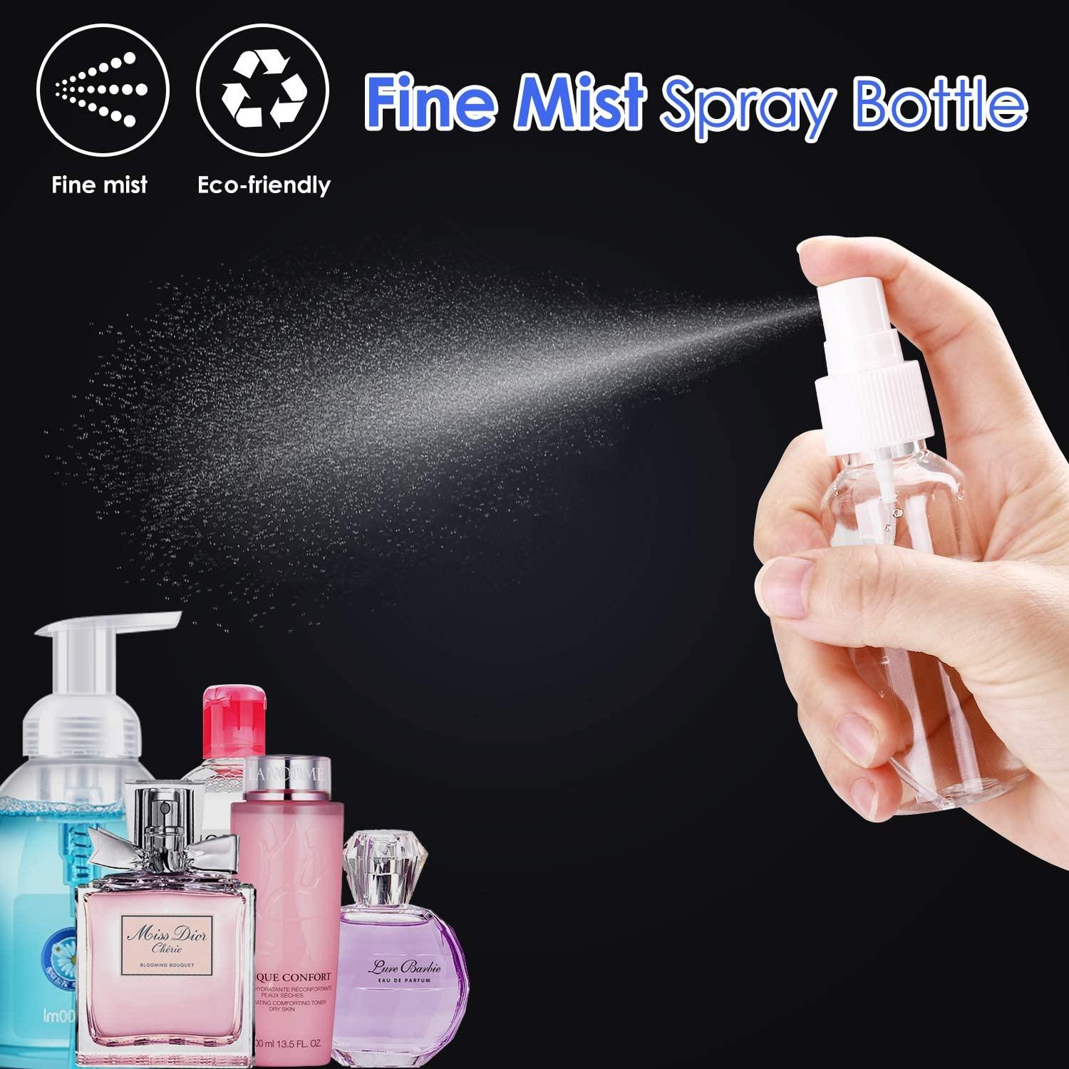 24 Pcs Spray Bottles 2oz / 55ml Clear Empty Mini Mister Spray Bottles Refillable Container Pocket Size Sprayer Set Essential Oils Travel Cleaning