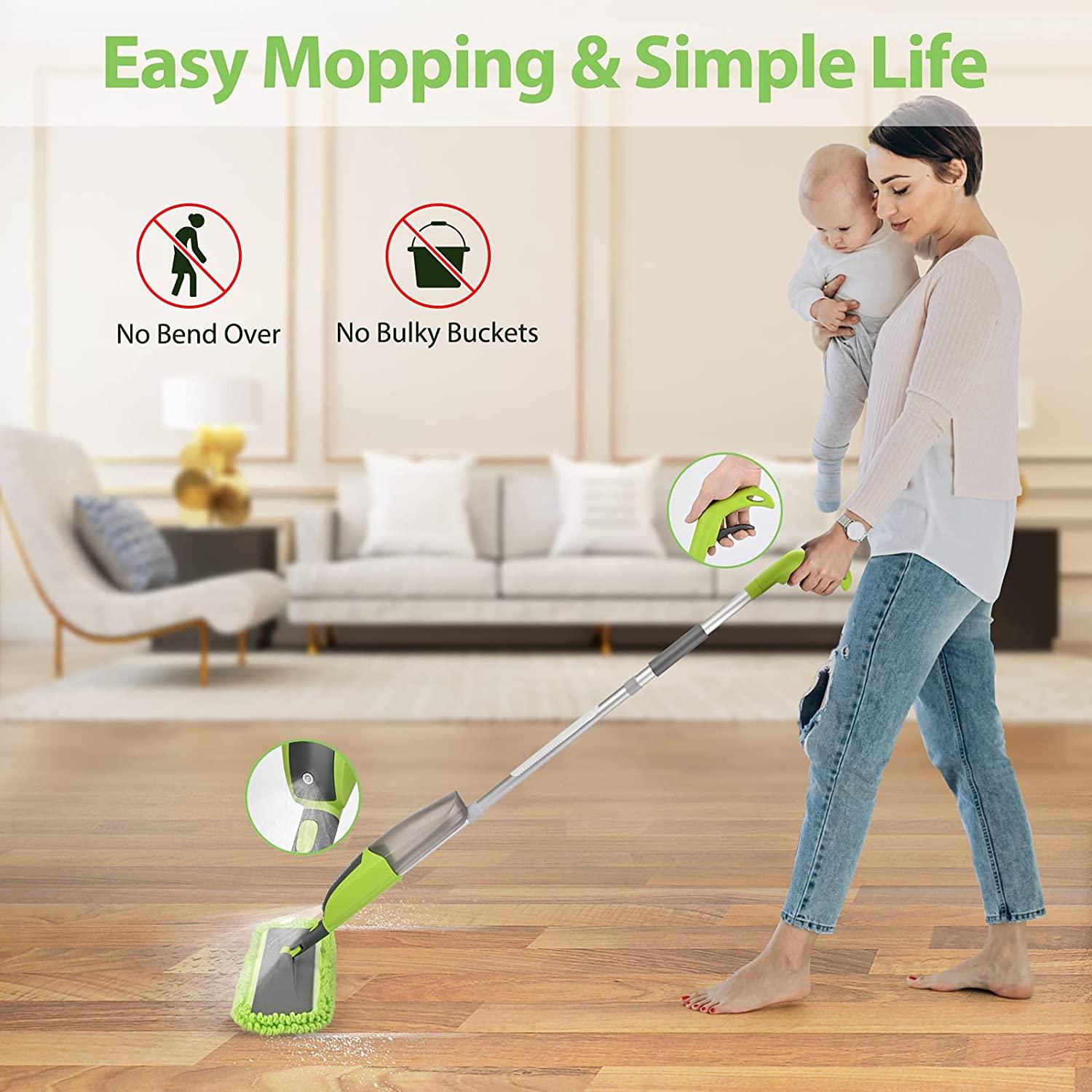 Microfiber Mop Floor Cleaning System - Washable Pads Perfect Cleaner for & Tile