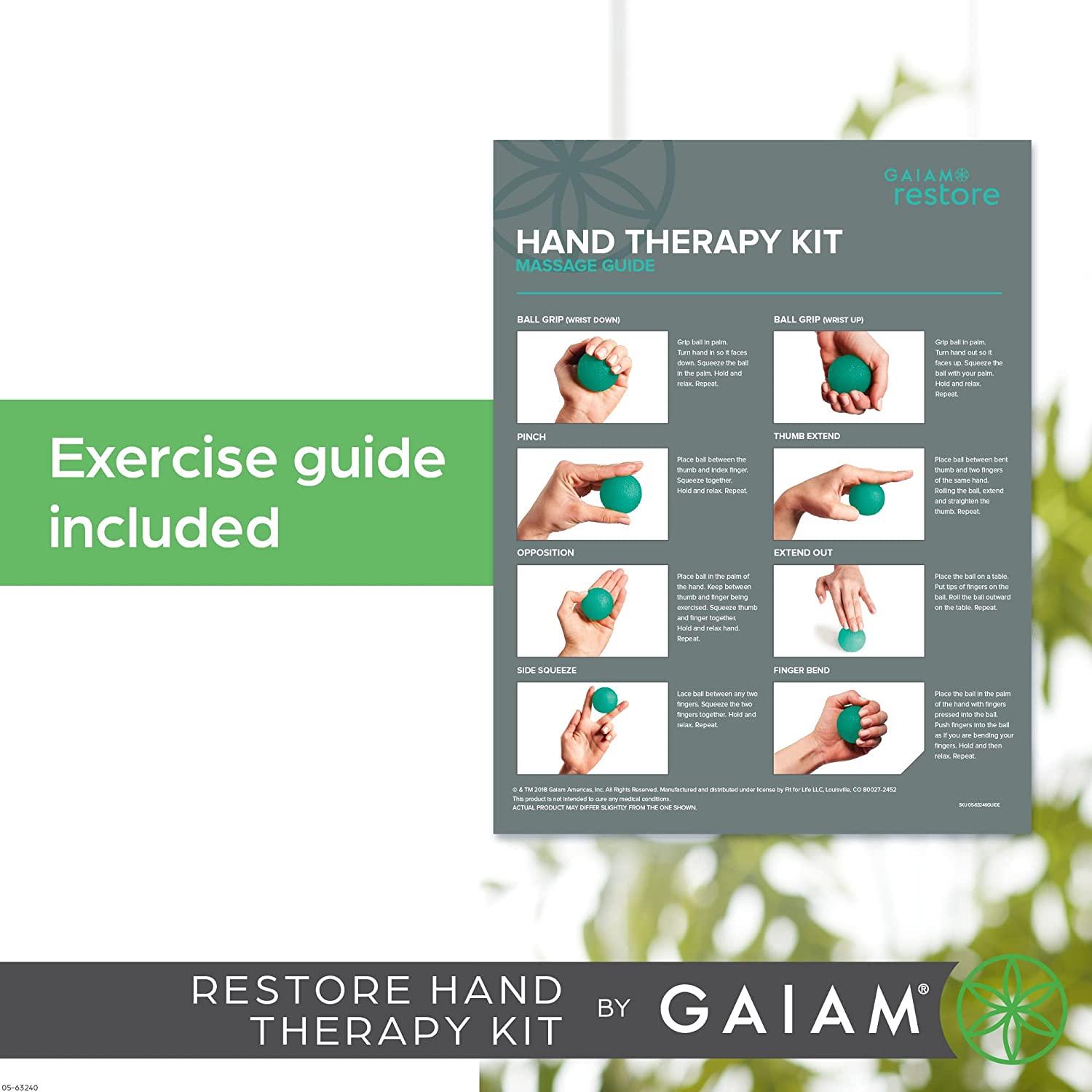 Gaiam 0558276 Restore Hand Therapy Exercise Ball Kit