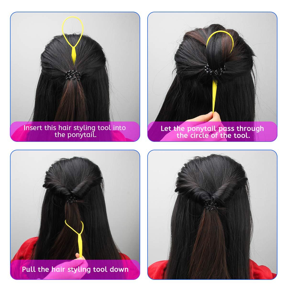 6Pcs Hair Loop Tool Set with 4 Hair Tail Tools French Braid Tool