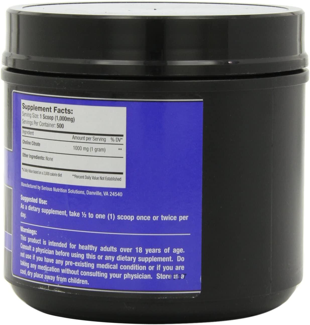 Serious Nutrition Solution Choline Citrate Powder, 500 Grams