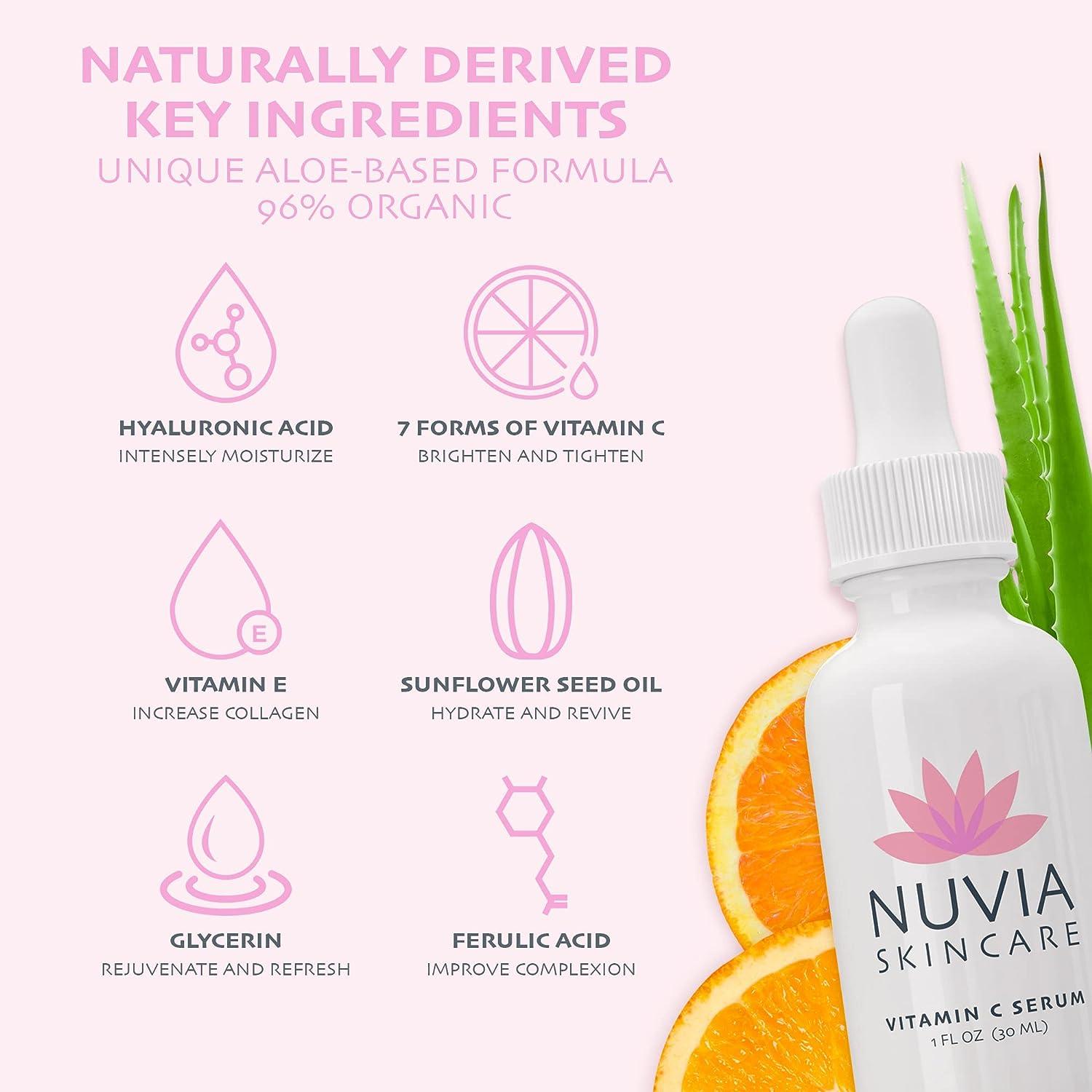 Nuvia Vitamin C Serum with 7 Forms of Vitamin C + Hyaluronic Acid 96