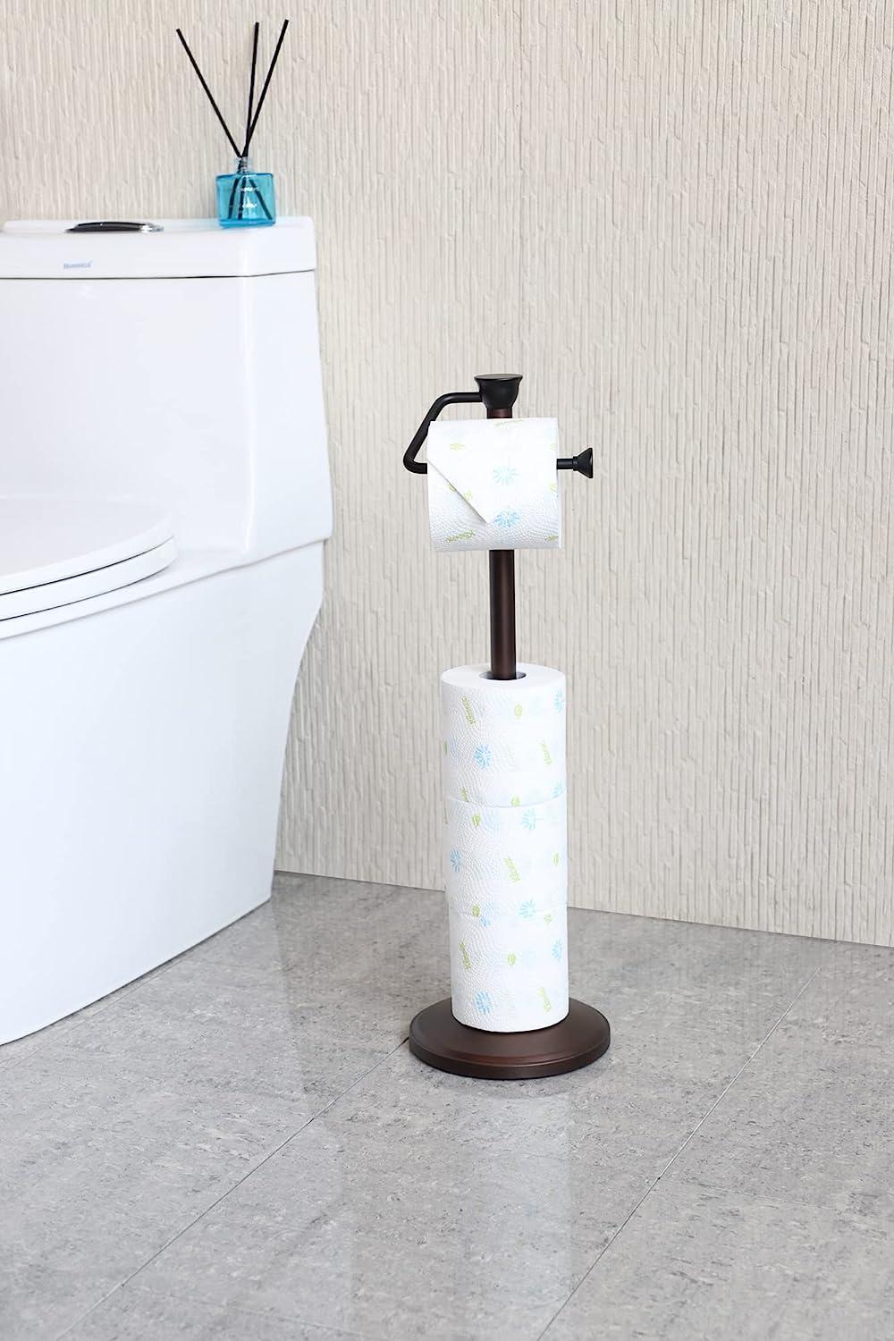 ZCCZ Toilet Paper Holder Stand, Free Standing Toilet Paper Roll