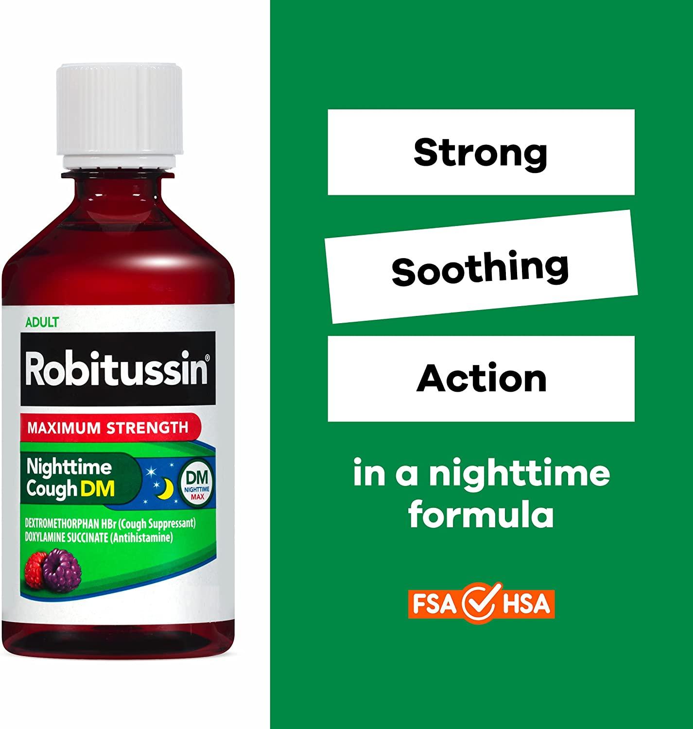Robitussin Maximum Strength Nighttime Cough DM Berry Flavor 4 Fl Oz