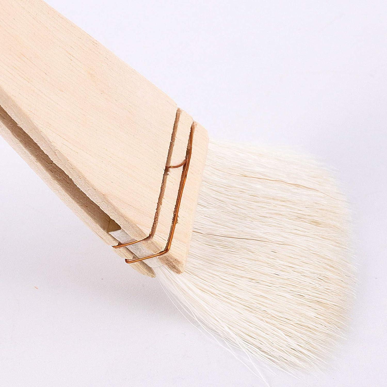 ZEONHEI 8 Pcs 1 inch Flat Hake Brushes, Soft Goat Hair Brush and Hake Paint Brush with Solid Wooden Handle, Hake Brush Set for Watercolor Pottery