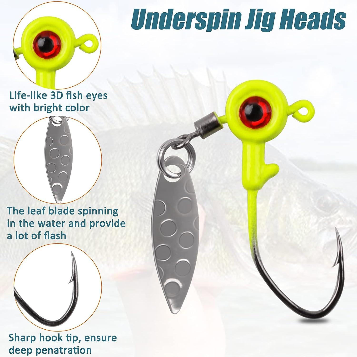 Fishing Jig Heads Kit 20pcs Flat Round Ball Head 3D Eyes Crappie