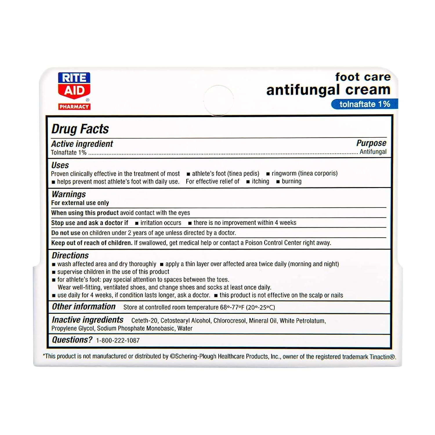 Rite Aid Athlete's Foot Cream Tolnaftate 0.5 oz Antifungal Cream