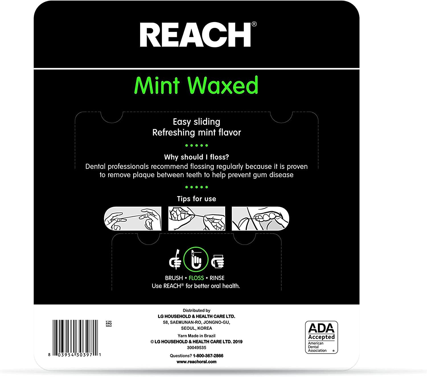 Johnson & Johnson Reach Mint Waxed Dental Floss 5 Count Pack of 1
