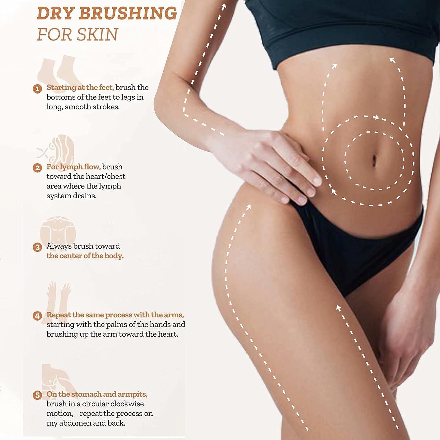 Dry Brushing Body Shower Brush Set - Detachable Long Handle Scrub Brush For Lymphatic Drainage