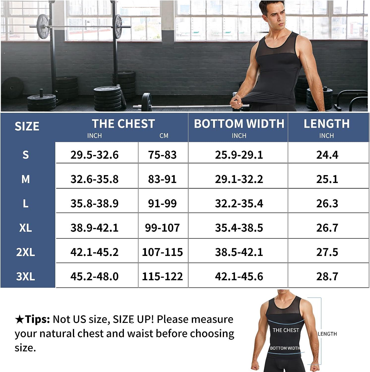 MOLUTAN Compression Shirts for Men Shapewear Chest Abdomen Control Body  Shaper Slimming Undershirt Workout Vest Tank Top Black X-Large