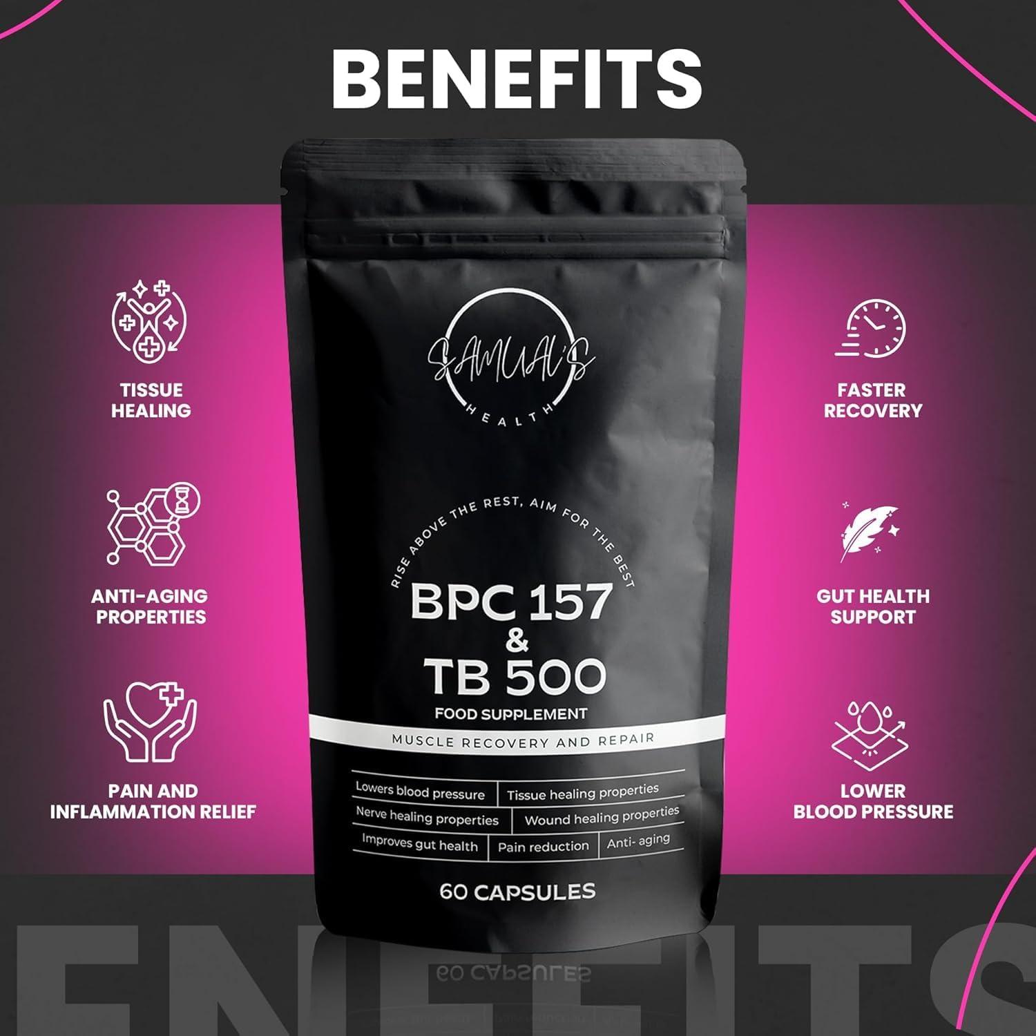 Samual's BPC 157 and TB500 1000mcg High Levels of Oral Peptides BPC Injury  Recovery and Muscle Growth Amino Acids 60 Capsules - Pack Of 2 | Buy Now  with Express International Delivery