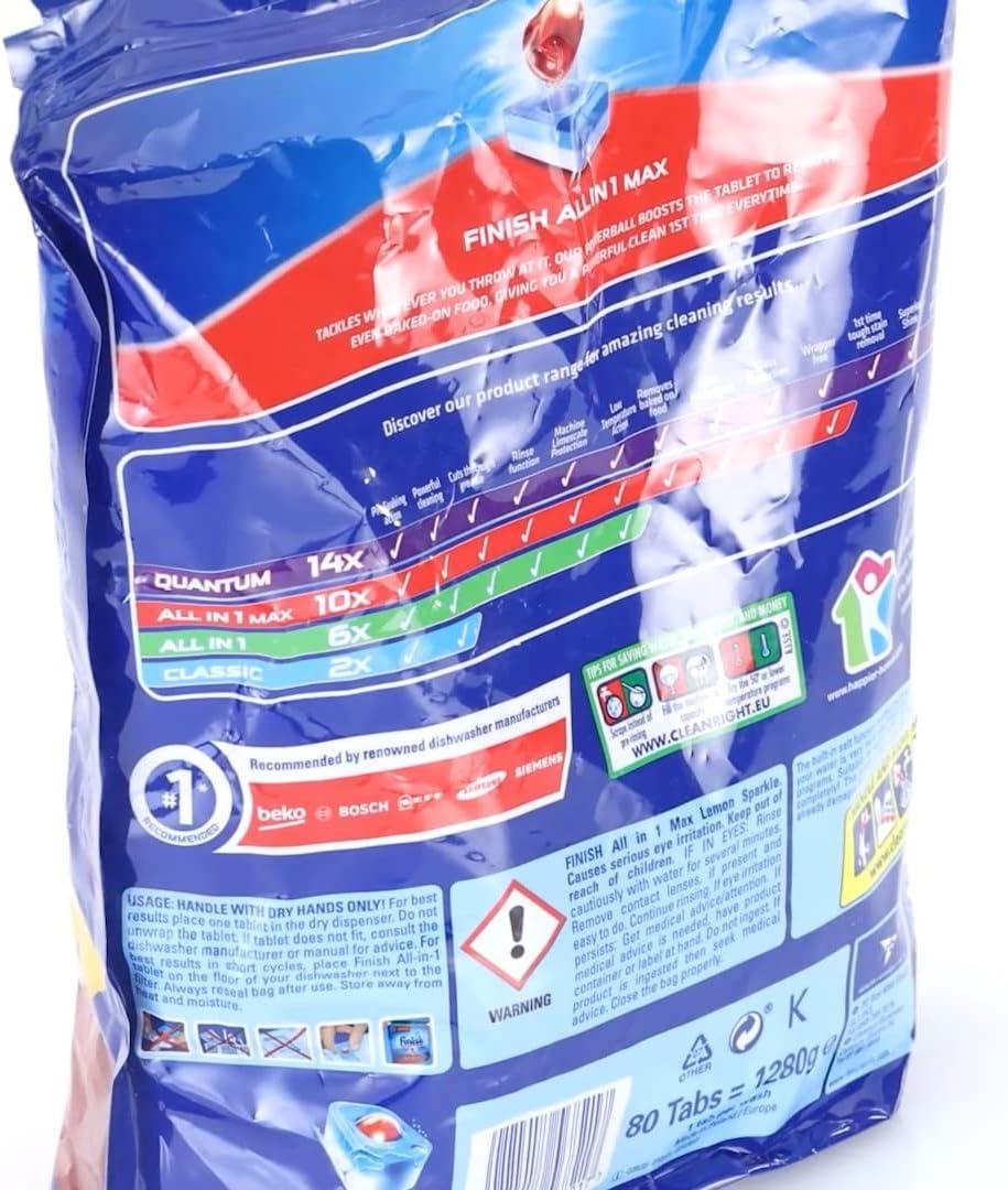 Finish All in 1 Max Dishwasher Tablets Lemon 80 Tablets