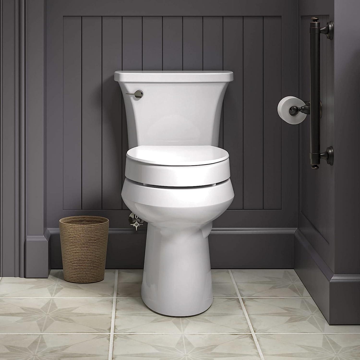 KOHLER Hyten Elevated QuietClose Elongated toilet seat, White