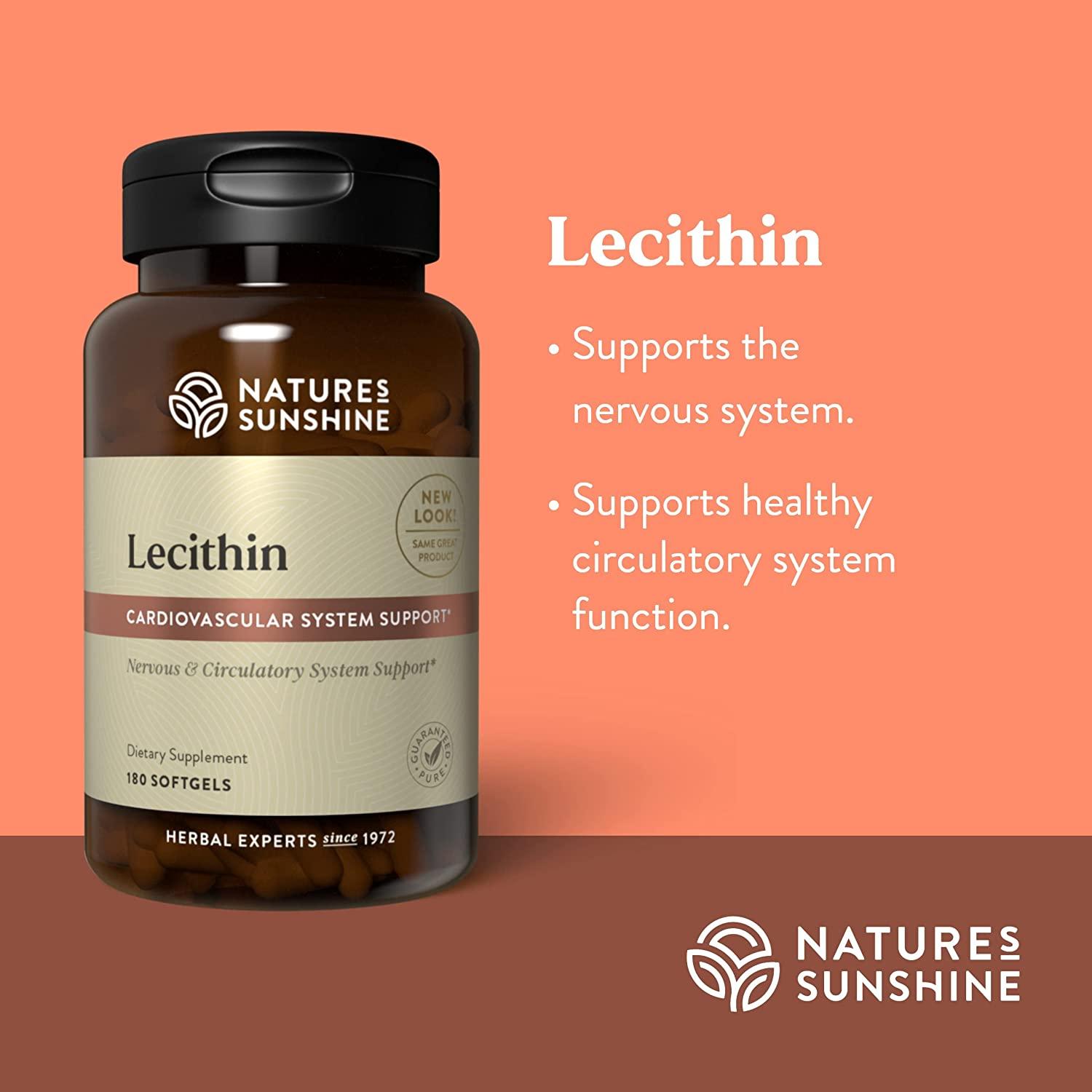 Nature's Sunshine Lecithin 180 Softgels Healthy Brain and Liver Support