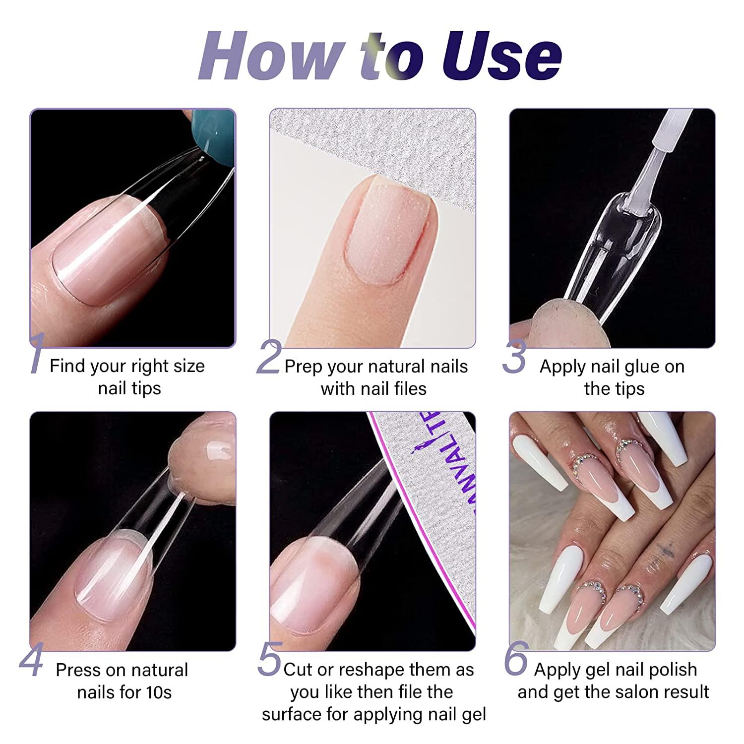 Canvalite Coffin Nail Tips for Acrylic Nails Professional Clear Nail Tips  504 Pcs Full Cover Ballerina Fake Nails with Acrylic Nail Clippers and Nail  Files 100/180 Grit for Nail Salons and DIY