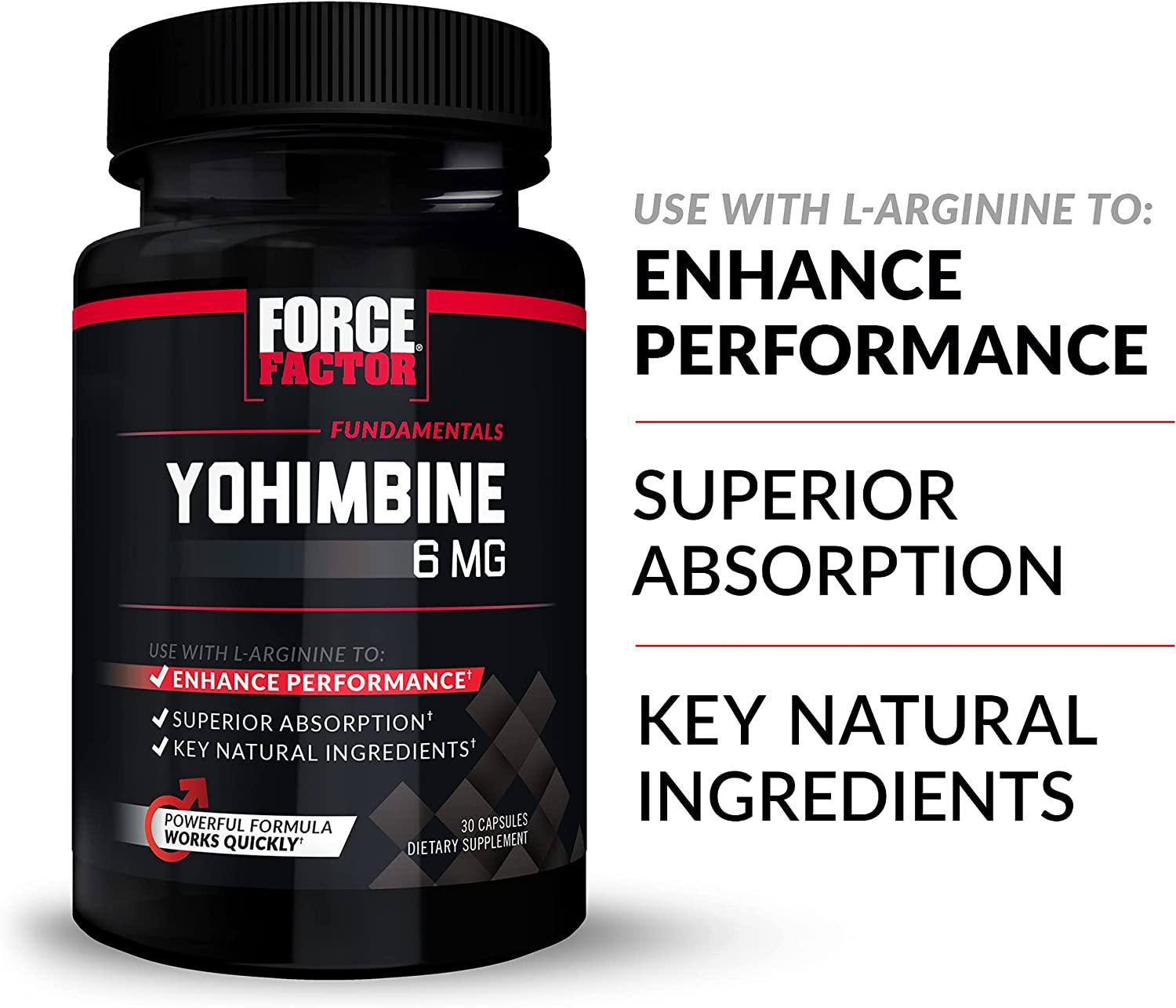 Force Factor Yohimbine Supplement for Men, Yohimbe Bark Extract with Superior Absorption to Enhance Performance, 6mg Yohimbine Bark Pills with Key Natural Ingredients, 60 Capsules (2-Pack) 60 Count