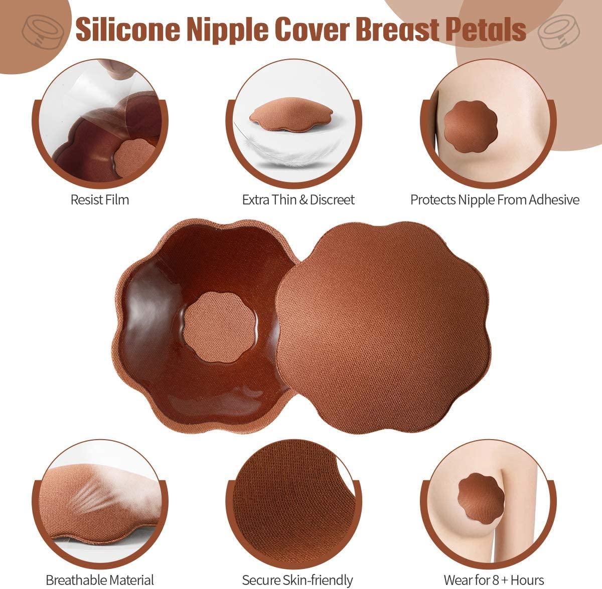 XL Breast Lift Tape for Large Breasts Breathable Boobytape for Breast Lift  Athletic Tape Body Tape with Reusable Nipplecover Adhesive Bra Brown