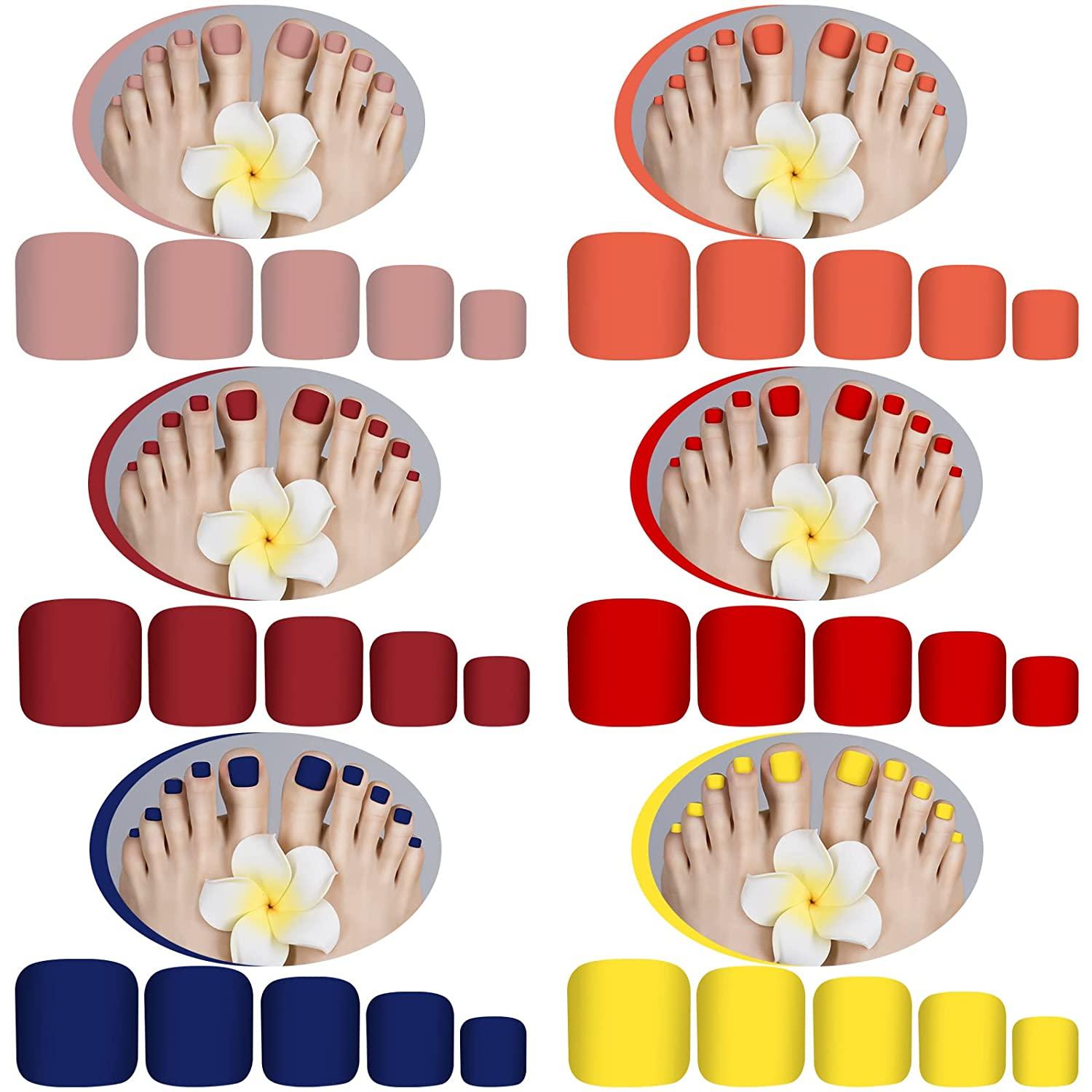 336 Pieces 12 Sets False Toe Nails Matte Short Square Fake Toenails