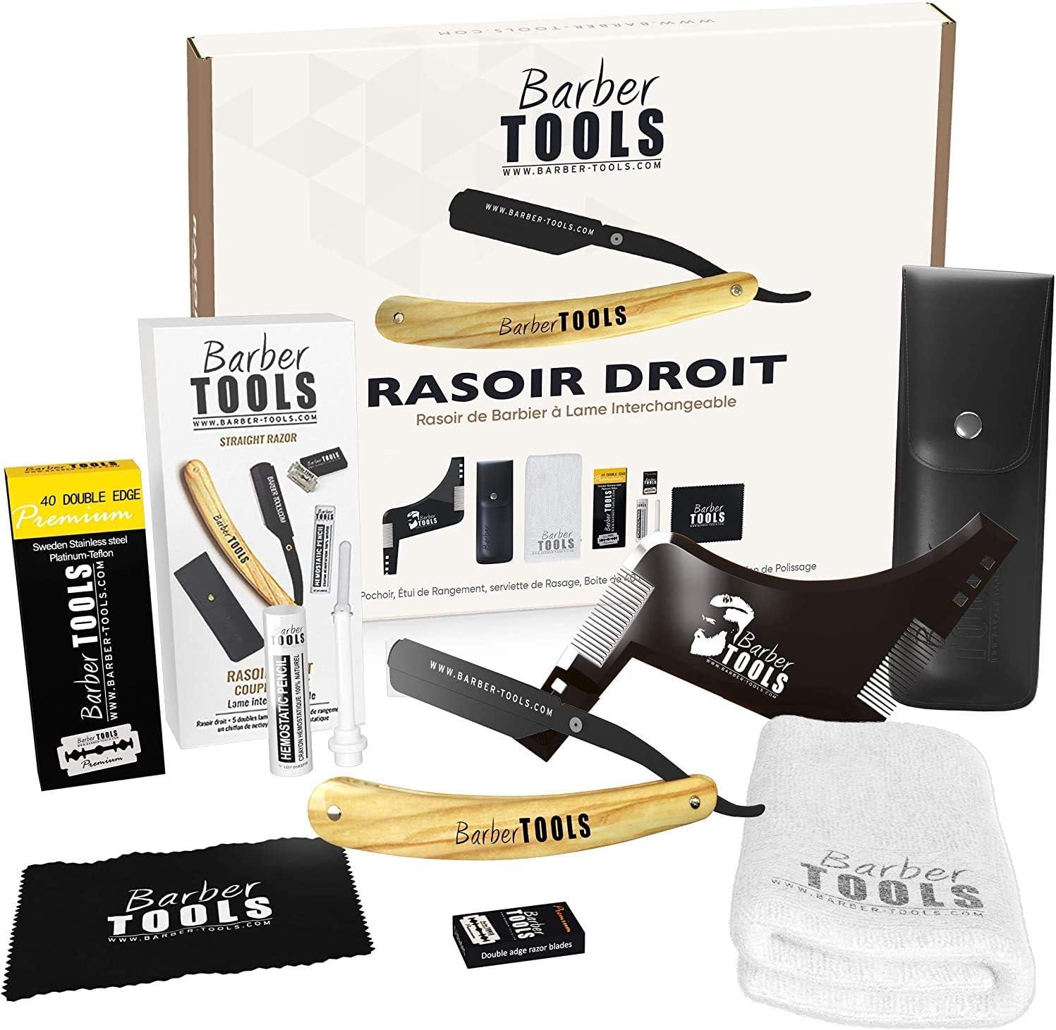 Premium Shaving Set: Razor with Interchangeable Blades 40 Double Blades ...