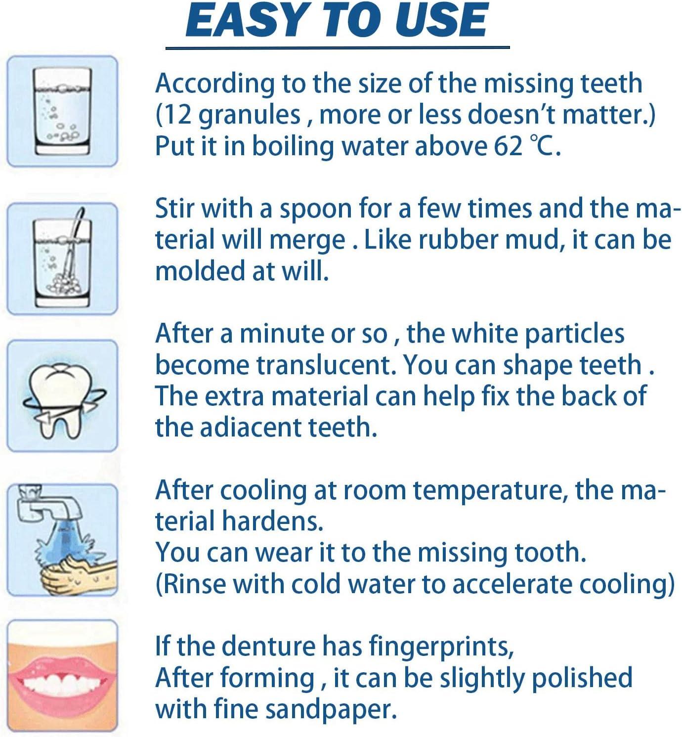 Tooth Filling Kit Temporary Tooth Filling Kits with 5 Tooth Tools Moldable Fake Teeth Beads for