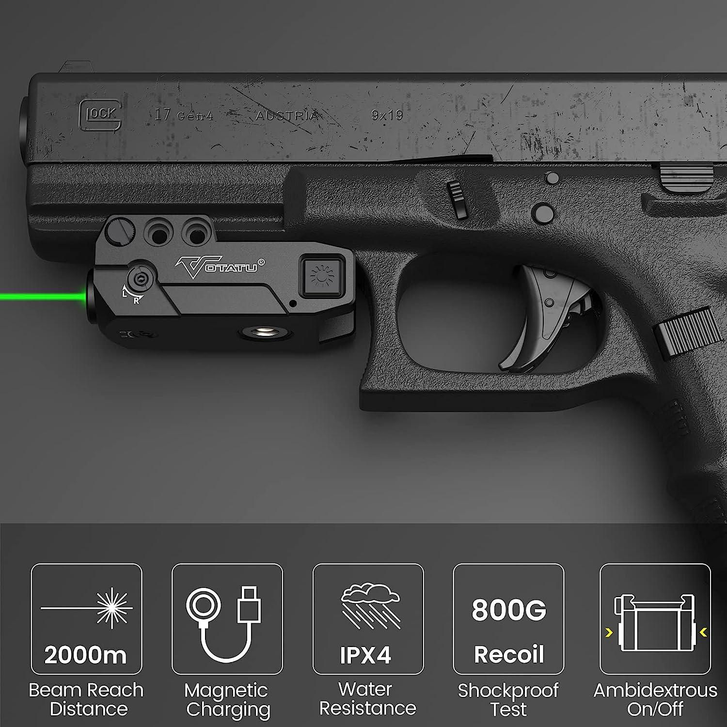  Votatu H3L-G Green Laser Sight, Aluminum Ultra Low Profile  Picatinny Mount Green Dot Sight, Strobe Mode Available, Magnetic USB  Rechargeable and Ambidextrous Control : Sports & Outdoors