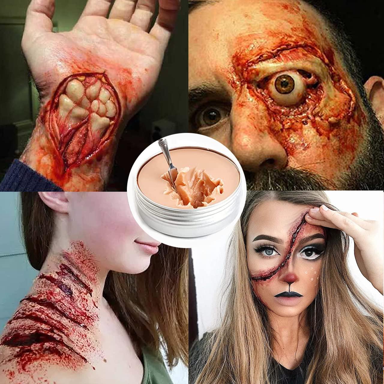 YiFudd SFX Makeup Kit - Vampire Blood and Scar Wax Kit,Fake Wound Modeling  Scar for Face Paint Makeup Wax, Make Specail Effects Makeup Set For  festival Festival & Cosplay Party (30g+30g) 