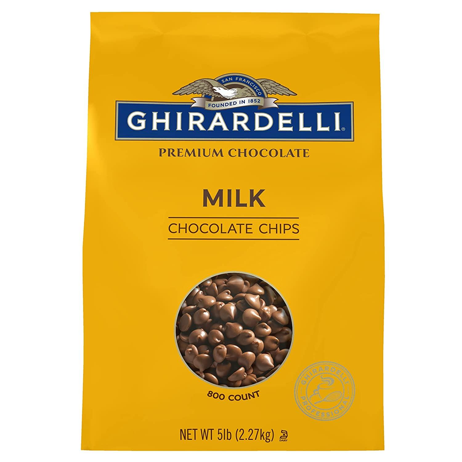 Ghirardelli Milk Chocolate Chips 5 lb Bag 800 Chips per lb Pack of 1