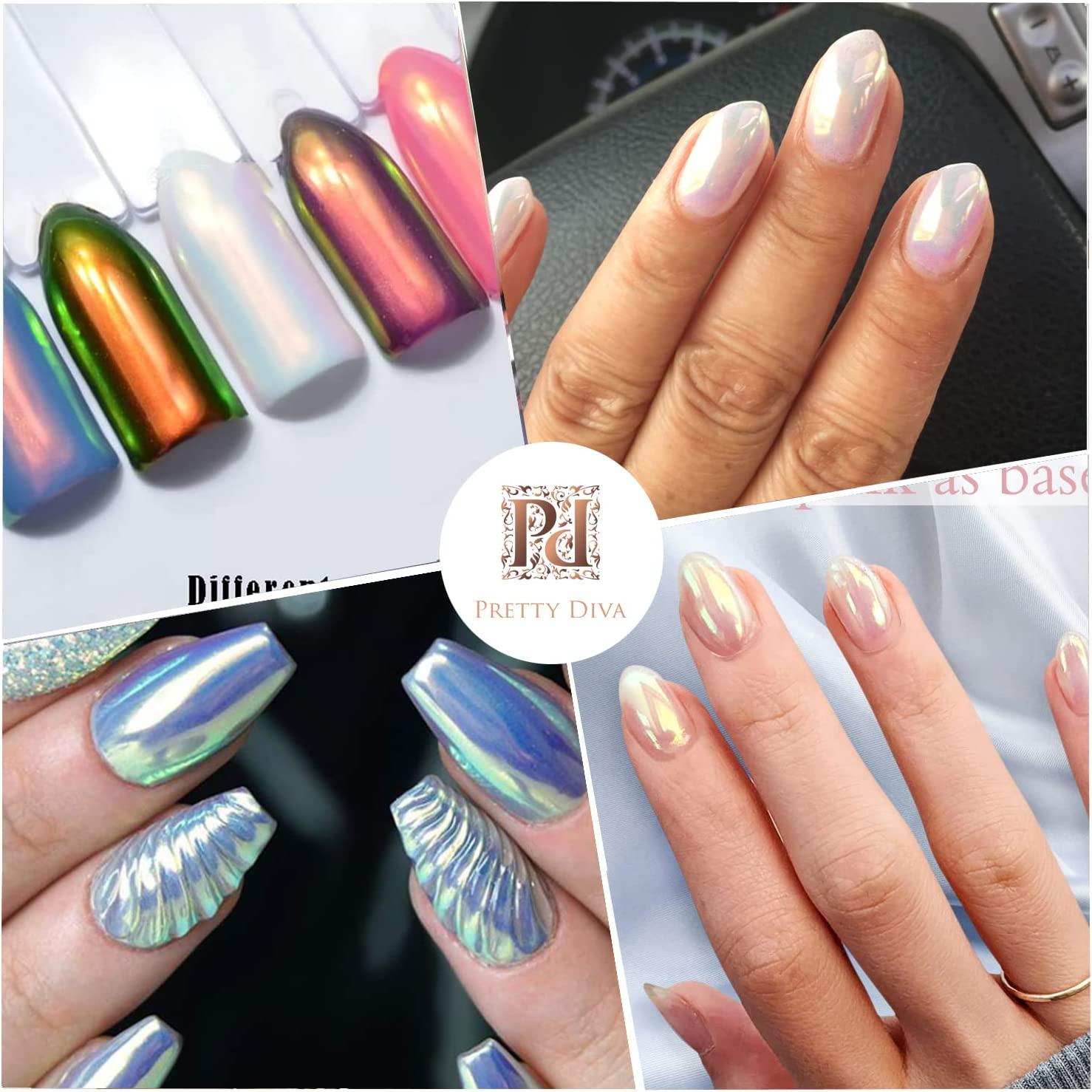 Chrome pearl nails!  Pearl nails, Natural nails manicure, Opal nails