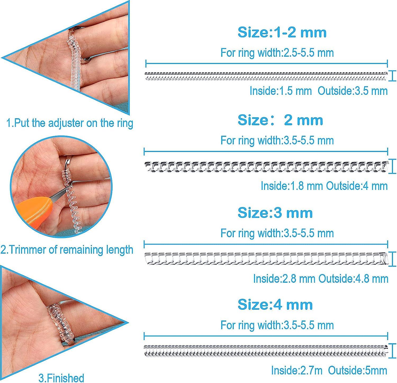 8 Sizes Silicone Invisible Clear Ring Size Adjuster Resizer Loose Rings  Reducer Ring Sizer Fit Any Rings Jewelry Tools