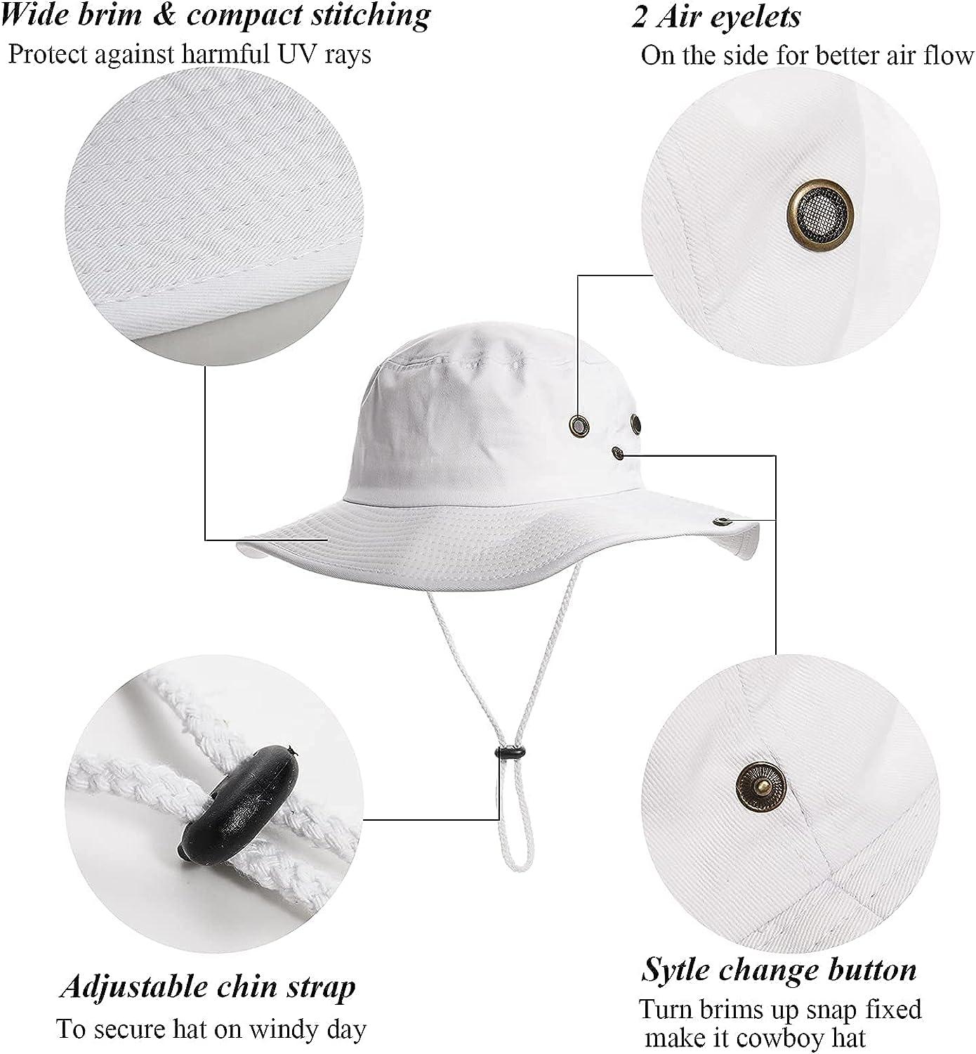 Sun-Hats-for-Men-with-UV-Protection-Wide-Brim Bucket Fishing Safari Boonie  Hat for Summer (XL 23 5/8-24) White X-Large