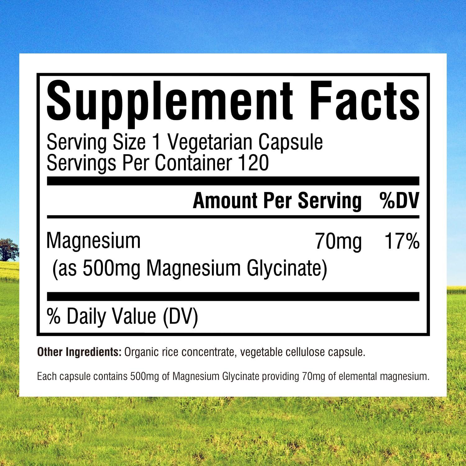 Innate Vitality Magnesium Glycinate 500mg High Absorption, NonGMO