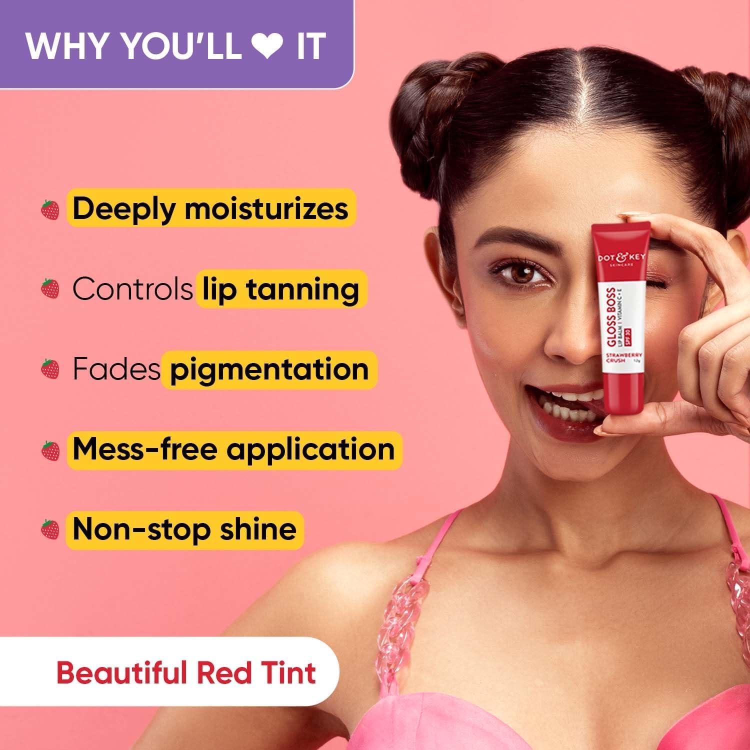 vitamin c spf lip balm Dot & Key Gloss Boss Vitamin C + E Lip Balm with SPF 30 Cherry Pop main image 1