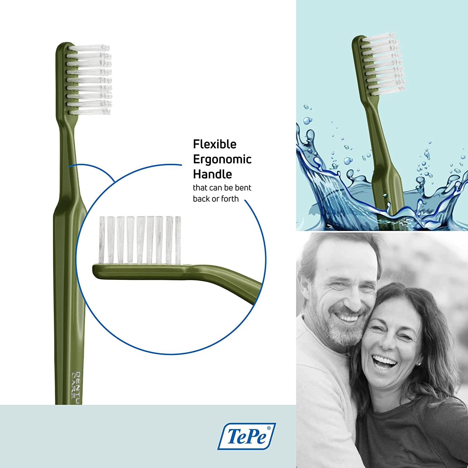 TEPE Denture Care Denture Brush, Adult DentureCleaner Toothbrush for