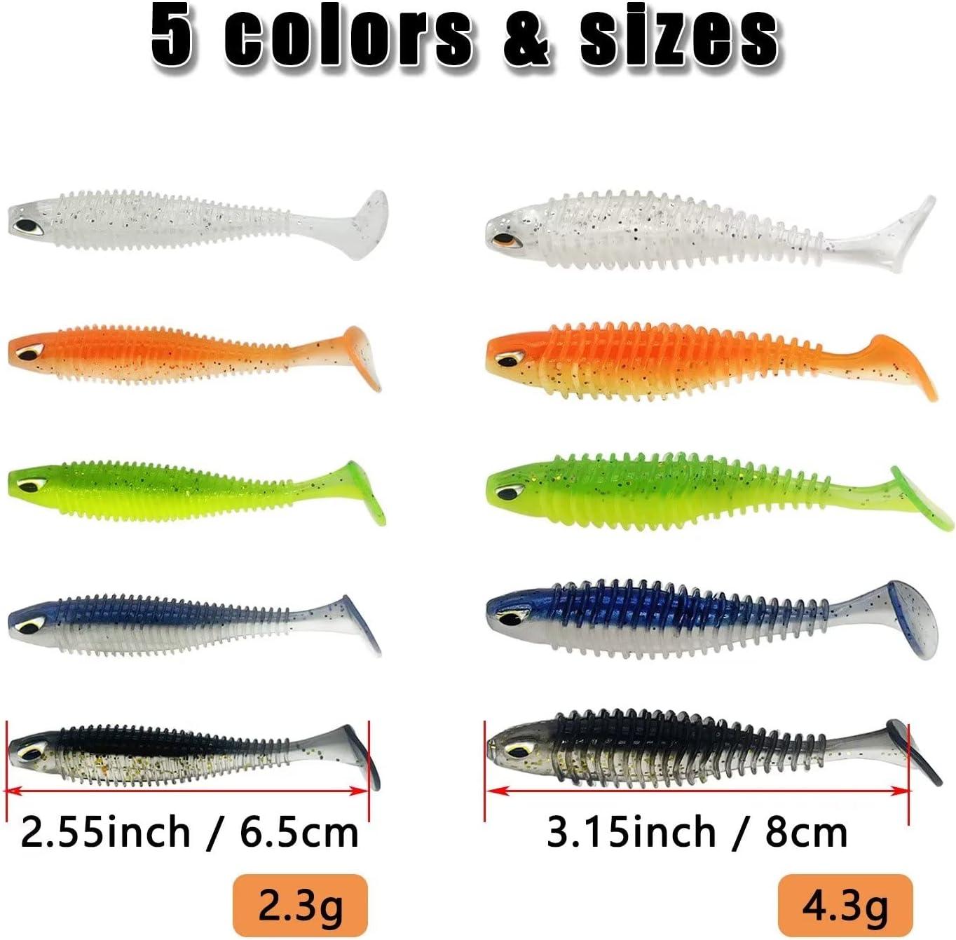 CWSDXM Soft Fishing Lures, 6.5cm/8cm Paddle Tail Swimbaits Soft Plastic  Lures Kit for Bass Trout Walleye Crappie 30pcs/40pcs 8cm/3.15in - 30pcs