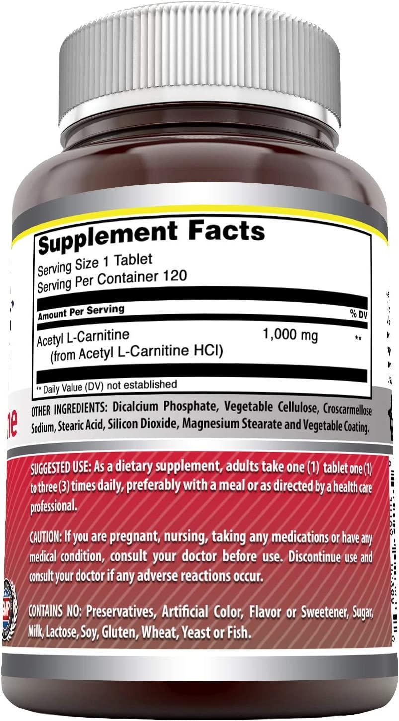 Amazing Formulas Acetyl LCarnitine 1000mg 120 Tablets Energy & Brain