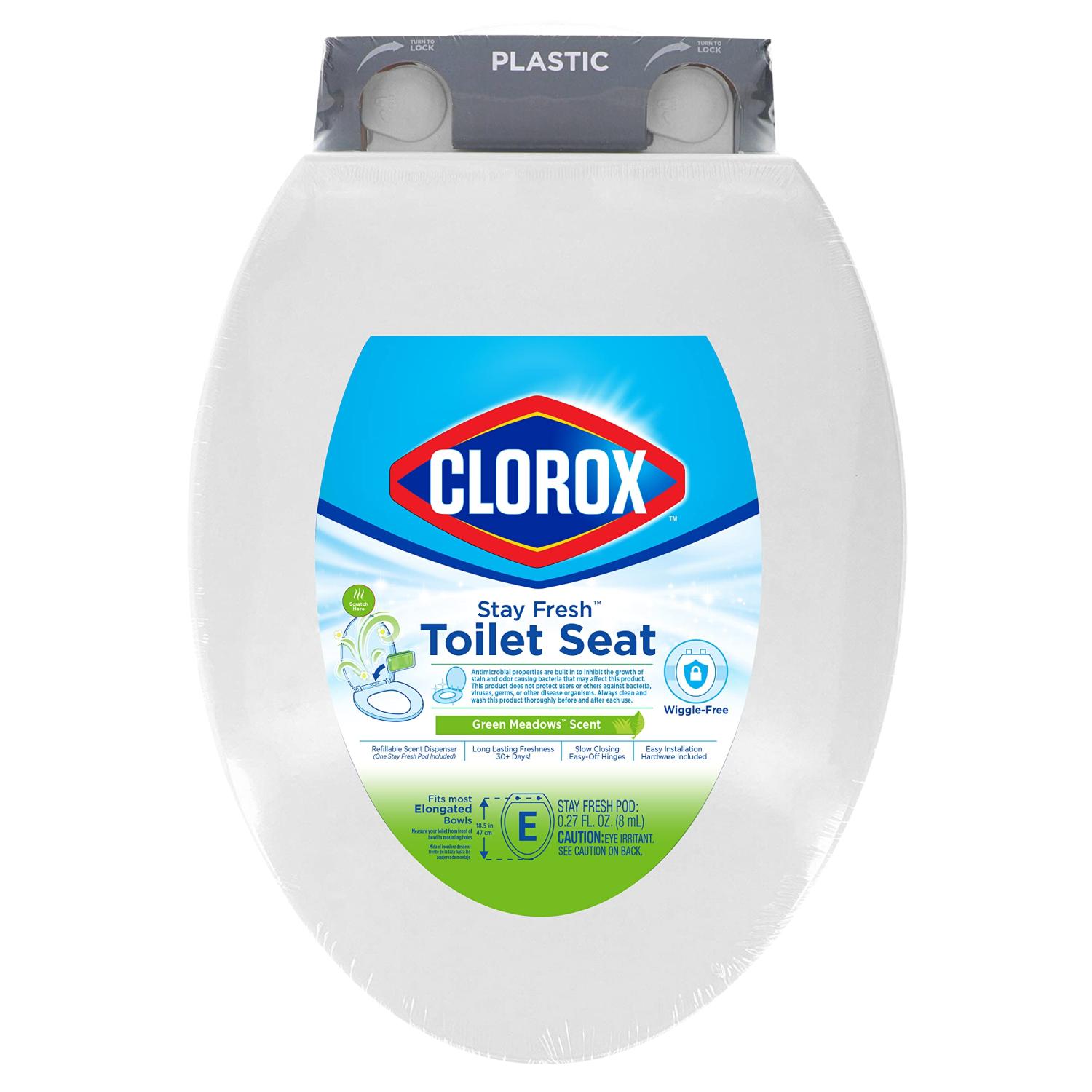 Clorox Antimicrobial Elongated Toilet Seat Stay Fresh Scent Easy