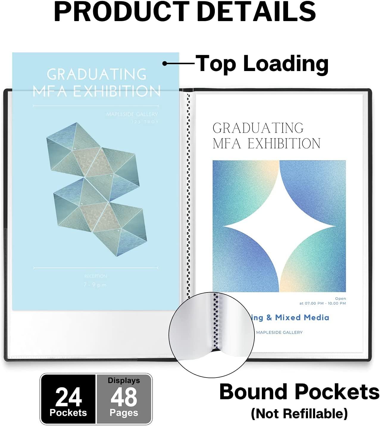 Art Portfolio Binder Folder 11x17 Presentation Book Portfolio Folder, Blue